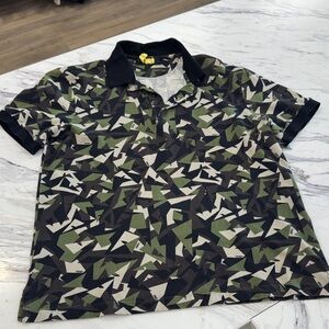 Fendi Green and Black Camouflage Polo Shirt